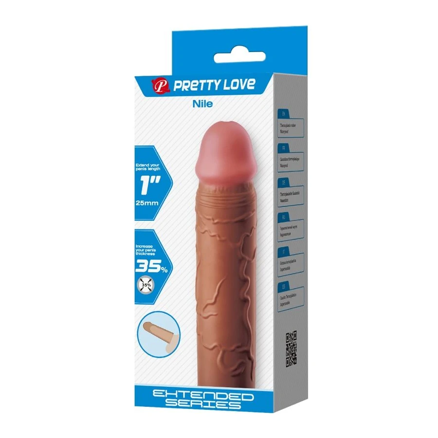 PRETTY LOVE - NILE PENIS SLEEVE WITH 2.5 CM EXTENSION MULATTO